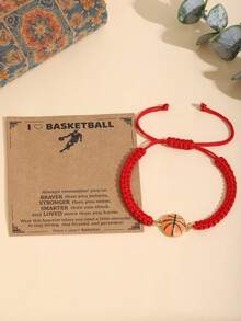 1 chiếc vòng tay thủ công có thể điều chỉnh, chủ đề thể thao (bóng rổ/bóng đá), thích hợp cho bé trai đeo hàng ngày; kèm theo thiệp động viên, món quà tuyệt vời dành cho những người bạn dũng cảm. - 1 vòng tay thắt nút bóng rổ - Xem 2