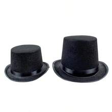 1 pezzo Cappello a cilindro nero da mago di Ognissanti, cappello a cilindro in feltro come accessorio per feste, costume per spettacoli di magia
