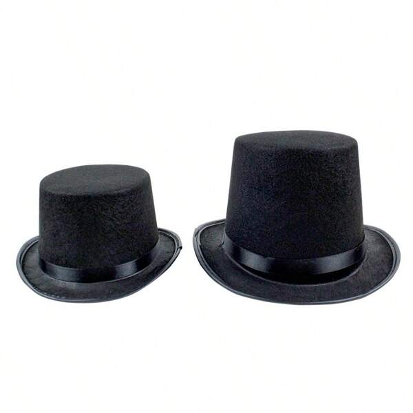 1 pezzo Cappello a cilindro nero da mago di Ognissanti, cappello a cilindro in feltro come accessorio per feste, costume per spettacoli di magia