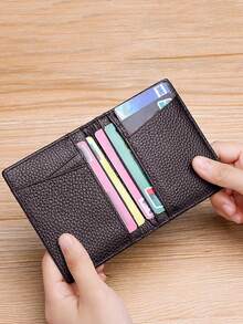 YUECMIE 超薄软钱包，PU迷你信用卡夹钱包，超薄小卡包，男士钱包，迷你钱包，卡包，零钱包 - 咖啡 - 查看 3