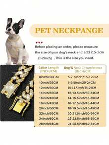PETSIN 鑽石寵物項圈配金屬鍊和安全扣設計，寵物金屬項圈飾品 - 金色 - 查看 11