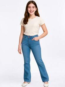 Women's Flare Jeans, Kids', Teens', Skinny - 藍色 - 查看 1