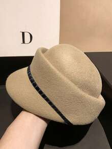1 pieza Boina de lana elegante de unicolor para mujer, estilo ecuestre británico, sombrero cálido y a prueba de viento para exteriores, gorra de estilo periodista versátil y de moda, adecuada para viajes y compras - Multicolor - Ver 5