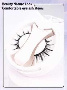 1 对天然磁性睫毛，带涂抹器，可重复使用磁性睫毛套装，防水，无需胶水，适合敏感眼部，适用于漫画眼线睫毛、睫毛、睫毛、假睫毛