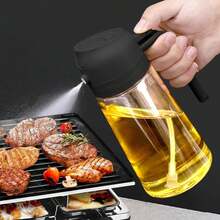 1pc 2-In-1 Portable Olive Oil Sprayer/Dispenser, Tilt And Spray, Glass Kitchen Sprayer, Suitable For Cooking, Grilling, Air Fryer, Baking, Salad - Leak-Proof, Reusable Drizzle Container