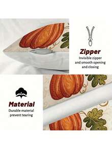 2 件乡村风秋季南瓜抱枕套短毛绒涤纶拉链靠垫套，带有秋叶和“Hello Fall”文字，适用于门廊、露台、沙发、客厅室内/室外装饰（无插入物），秋季家居装饰