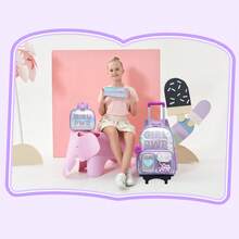 3PCS Rolling Backpack Set For Girls School Backpack With Lunch Box For Elementary Student Wheels Roller Trolley Luggage Detachable Pull Rod Backpack