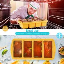 Silicone Freezer Tray With Lid - Silicone Freezer Food Molds- Large Ice Cube Tray,Silicone Freezer Container,Freeze & Store Soup, Sauce, Broth,Leftovers - Makes 4 Perfect 1 Cup,9822118 - 乾枯玫瑰色 - 查看 5