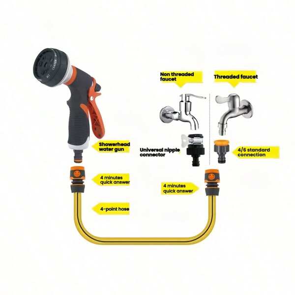 1pc Upgraded Garden Hose Nozzle, 8/10 Patterns High Pressure Spray, Adjustable Spray For Plants, Lawn, And Patio, Watering Spray Head, Upgraded Version