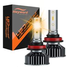 Heyword Heyword 2pcs LED Car Headlight 9005 9006 H13 H11 H7 H4 H1 Car Headlights High Low Beam, 75000LM 800% Brighter Five Color Options6500K/3000K/4300K/8000K/25000K Fast Silent Fan Bright Cob 1860 Chip Plug-N-Play