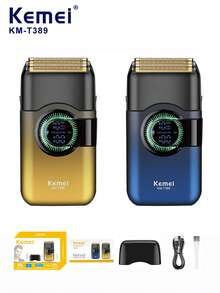 Kemei 1pc KM-T389 Men's Electric Shaver, Digital Display, Suitable For Facial Hair Trimming, Professional Rechargeable Reciprocating Shaver, Gift For Boyfriend - Multicolor - View 2