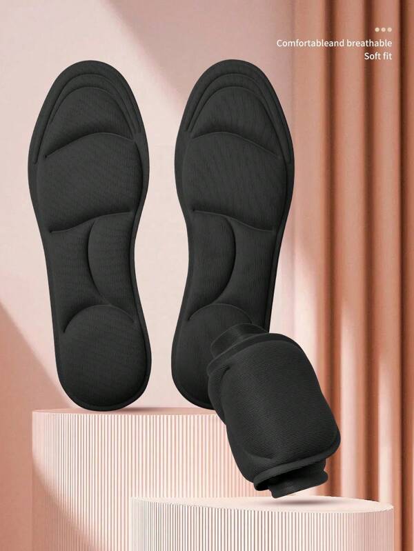 1 Pair 5D Memory Foam Insoles, Comfortable High Rebound Thick Insoles With Arch Support For Running & Sports Shoes