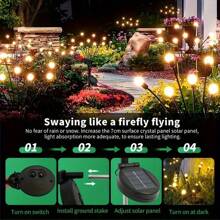 Solar-Powered Garden Lights, Solar Lights Outdoor,Outdoor Decorative Lights, Firefly Lights Solar Outdoor,Firefly Lights Solar Outdoor 8LED Warm Light, IP65, Firefly Lights For Yard Decoration, Large Bulb Swinging Light, A Unique Gift For Women And Grandmothers.Solar Firefly Lights Outdoor Waterproof Swaying Solar Garden Lights Firefly Garden Lights Fire Fly Solar Garden Lights Firefly Garden Lights Solar Outdoor Outdoor Solar Lights For Yard Solar Powered Outdoor Lights Outdoor Lights For Patio Solar Lights Outdoor Garden - 黃色 - 查看 9