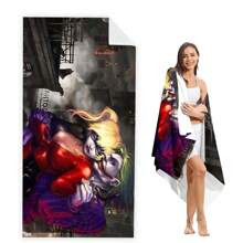 WB 1/15PCS Harley Joker Villain Quinns Bath Towel Beach Towel Female Silk Printed Long Skirt Wrapped Bikini Covered Sunscreen Blanket