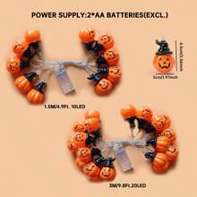 1 件 10/20 LED 万圣节小南瓜带黑帽子灯串恐怖氛围吊灯电池供电适用于家庭卧室门节日万圣节室内外派对酒吧装饰万圣节装饰灯家居装饰派对装饰万圣节装饰房间装饰万圣节花园装饰礼物仙女