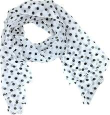 ™   Fashionable Soft Chiffon Scarfhalloween - 波爾卡圓點/白色 - 查看 1