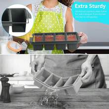 Silicone Freezer Tray With Lid - Silicone Freezer Food Molds- Large Ice Cube Tray,Silicone Freezer Container,Freeze & Store Soup, Sauce, Broth,Leftovers - Makes 4 Perfect 1 Cup,9822113 - 藕粉色 - 查看 6