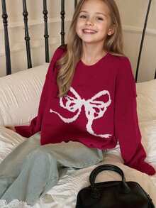 1pc Girls Casual Thick Pullover Sweater, Comfortable Student Knitwear For Autumn/Winter - Soft & Cozy Solid Color Sweater, Perfect For Warm Days And Cold Nights