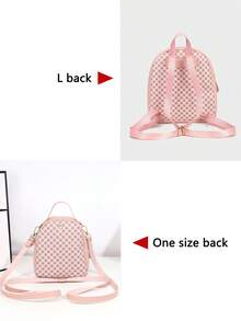 Adjustable Strap Girl's Work Backpack, Zipper Commuter Purse - Pink Shoulder Bag - Pink - View 6