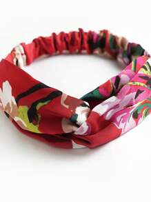 女式发带吸汗带 3 件/包 缎面花卉交叉弹力头带 女士适用，随机发货 发饰 时尚发带 秋季配饰 - 彩色 - 查看 6