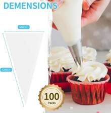 100pcs/ 200pcs, Disposable PP Piping Bag, Durable Plastic Frosting Bag For Kitchen And Dining Room, Christmas Surprise For Dessert Lovers