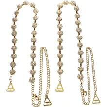 QY 1 Pair Rhinestone Flower Shoulder Strap Bra Chain For Women Girls Crystal Wedding Bra Strap Festival Rave Underwear Straps Decoration Party Dress Lingerie Straps Gold  8380 - Gold - View 1