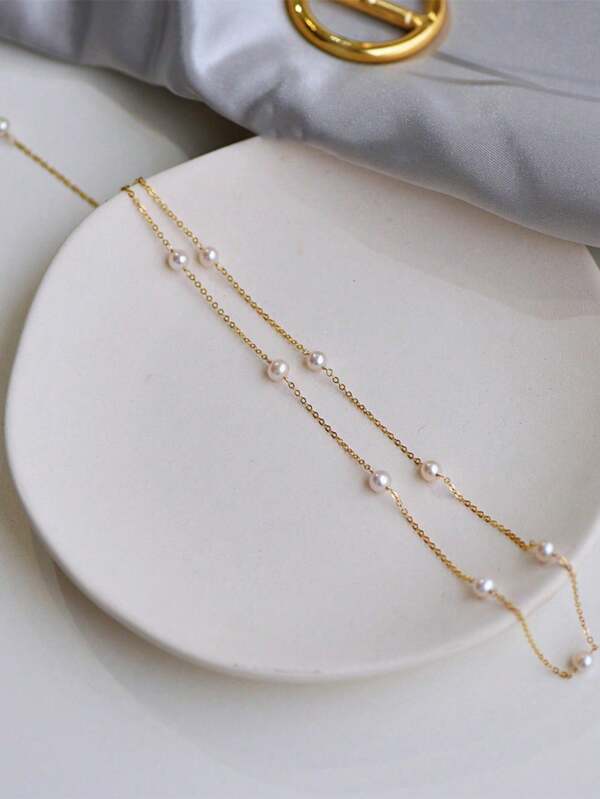 1 Peça Colar de Aço Inoxidável com Pérola Falsa, Design Vintage, Moderno e Minimalista, Adequado para Uso Diário, Reuniões, Festivais e Festas