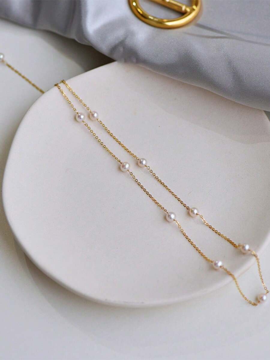 1 Peça Colar de Aço Inoxidável com Pérola Falsa, Design Vintage, Moderno e Minimalista, Adequado para Uso Diário, Reuniões, Festivais e Festas