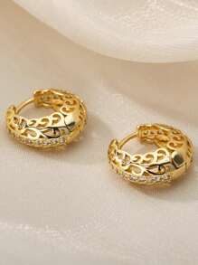 1 Pair Fashion Cubic Zirconia Hoop Earrings For Women For Party Engagement Anniversary Jewelry Valentine's Day Gift