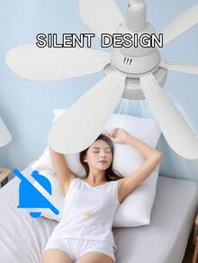 2pcs E27 Silent Ceiling Fan With Dimmable LED Light And Remote Control - Suitable For Bedroom, Kitchen, Living Room And Balcony