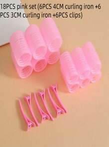 12/18/24 Stücke Lockenstab Haarwickler Set mit 12 selbsthaftenden Haarwicklern und 12 Edelstahlclips, geeignet für langes, mittellanges, kurzes, dickes und feines Haar, Pony und Volumen Locken, Haarstyling Set, Haarpflegewerkzeug, Schönheitsaccessoire Geschenk für Frauen