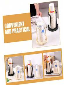 1 Piece Of Simple Round Disposable Cup Holder Black/White Metal Paper Cup Dispenser Organizer, Used For Vertical Cup Storage Of Disposable Cups, Suitable For Tabletop Coffee Cup Holders In Offices And Homes, Space-Saving Cup Organizer, Easy-To-Access Cup Dispensing Rack, Very Suitable For Coffee Cups, Tea Cups, And Water Cups, Stable Design With Anti-Slip Base. Mouthwash Rinsing Cup Holder, Can Accommodate 5 Ounce Paper Cups