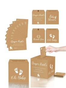 42 件/21 件 - 带盒尿布抽奖券，用于婴儿洗礼游戏邀请函，尿布抽奖卡，用于揭示婴儿洗礼派对装饰桌面中心装饰（棕色）