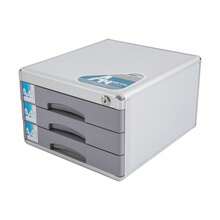 YUNRUX Drawer Boxes, Metal Drawer Box Lockable 3 Drawers, Desk Drawer Box Storage Box Aluminum Alloy - 30*36*20cm