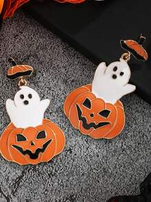 1 par de aretes de fantasma espeluznante de Halloween, aretes colgantes de calabaza, aretes de estilo oscuro personalizados, aretes exagerados para fiestas nocturnas y festivales, accesorios de edición limitada