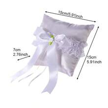 Almohada para anillos de boda con lazo o flor, bonita almohada para portar anillos, cojín para ceremonias de boda y fiestas. - lechoso - Ver 7