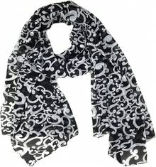 ™   Fashionable Soft Chiffon Scarfhalloween - White Ivy / Black - View 1