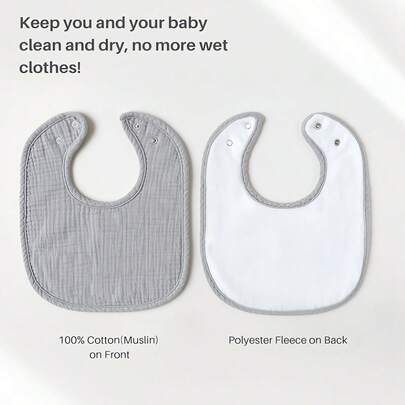 6/4/2pcs Set Plain Soft Cotton Baby Bibs, Suitable For Boys And Girls, Absorbent Large Drool Bibs For Teething And Drooling