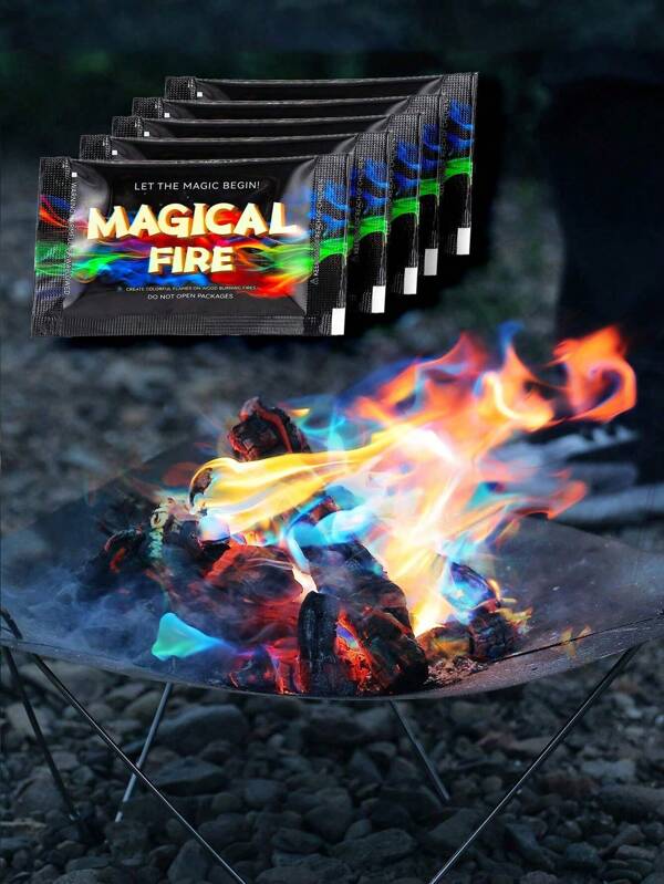 Vuurkleurveranderende pakketten voor vuurkorven, Perfect Magic Flame kleurveranderende pakketten voor kamperen, kampvuur, vuurkorven en buitenhaarden, kampvuuraccessoires voor het creëren van verrassing en sfeer