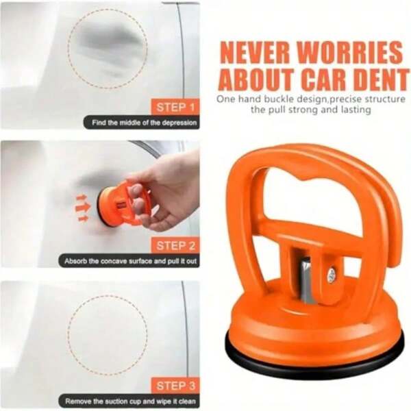 1 pièce Outil de réparation de bosses de voiture orange - Débosselage sans peinture avec ventouse puissante, convient pour le panneau de porte et la carrosserie métallique, manuel, outil de réparation de bosses de voiture avec ventouse puissante pour smartphone, tablette, séparation d'écran LCD