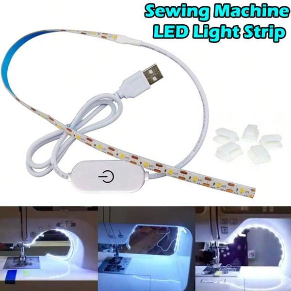 Tira de luz LED táctil para máquina de coser, brillo ajustable, alimentada por USB 5V, equipada con cinco hebillas de posicionamiento, adecuada para máquinas de coser y gabinetes