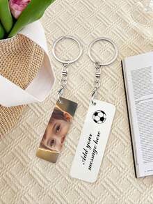 1pc Customized Metal Keychain, Heat Transfer Printed Photo & Text Double-Sided Round Metal Keychain, Graduation/Anniversary Gift Suitable For Mom, Dad, Family, Friends, Classmates, Roommates, Best For Holidays,Trinkets - Multicolor - View 5