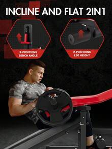 Bench Press Machine, 3-In-1 Chest Press Machine, With Independent Converging Arms, Adjustable Flat/Incline/Decline Bench For Home Gym, Chest, AB Workouts, Shoulder Training - Black - View 4
