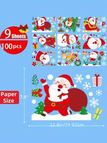 A Set Of 9 Sheets With A Total Of 100 Patterns, Featuring Elements Such As Santa Claus Riding A Motorcycle, Christmas Trees, Snowflakes, Snowmen, Houses, Deer, Gifts, And Christmas Balls. These Patterns Can Be Chosen And Freely Matched For DIY Purposes