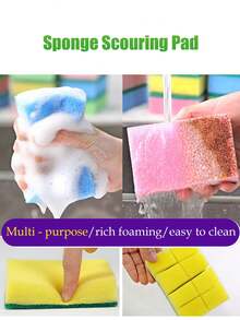12 件厨房擦洗垫、海绵擦洗器、清洁刷套装，适用于肥皂、餐具、平底锅、毛巾、架子、水槽、洗碗机 - 彩色 - 查看 5