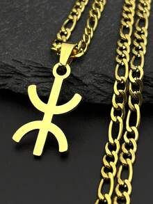 非洲柏柏尔符号吊坠项链不锈钢金色阿马齐格ⵣ字母护身符风格链式项链珠宝 - 項鍊 - 查看 6