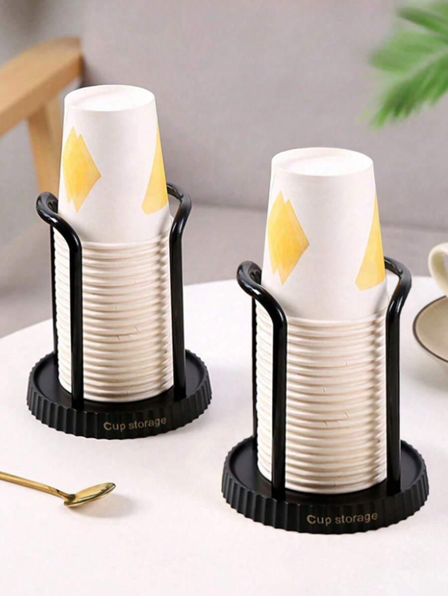 1 Piece Of Simple Round Disposable Cup Holder Black/White Metal Paper Cup Dispenser Organizer, Used For Vertical Cup Storage Of Disposable Cups, Suitable For Tabletop Coffee Cup Holders In Offices And Homes, Space-Saving Cup Organizer, Easy-To-Access Cup Dispensing Rack, Very Suitable For Coffee Cups, Tea Cups, And Water Cups, Stable Design With Anti-Slip Base. Mouthwash Rinsing Cup Holder, Can Accommodate 5 Ounce Paper Cups