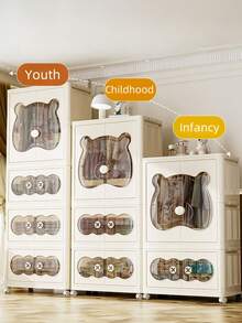 Movable Wardrobe Closetwith Wheels, Multi-Tier Closet Organizer, Baby Clothes Storage,Space Saving Foldable Storage Cabinet For Nursery, Bedroom, Baby Room, Family Living Space, Apartment, Dorm,US Local Delivery - Beige - View 7