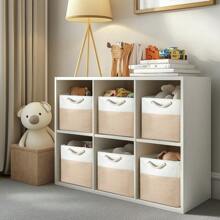 Foldable Storage Box Shelf Baskets With Handles Fabric Storage Baskets For Shelves Wardrobes And Closets Durable And Lightweight Home Organizer - 卡其色 - 查看 7