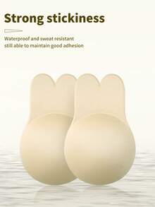 1 Pair Rabbit Ear Reusable Silicone Nipple Covers - Invisible Adhesive Bra Pasties, Comfortable & Supportive Rabbit Design, Suitable For Bra Sets, Breathable Material - Multicolor - View 2